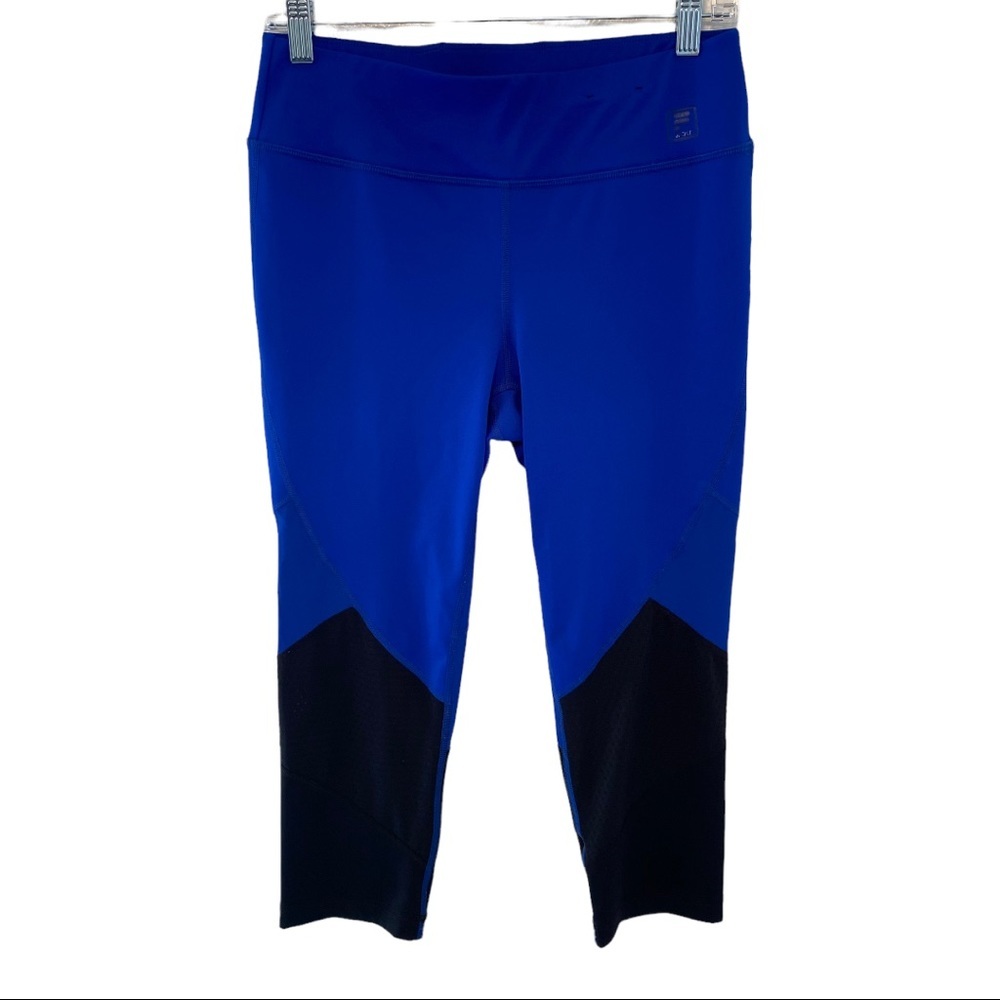 Fila sport blue black cropped mesh panel leggings size medium